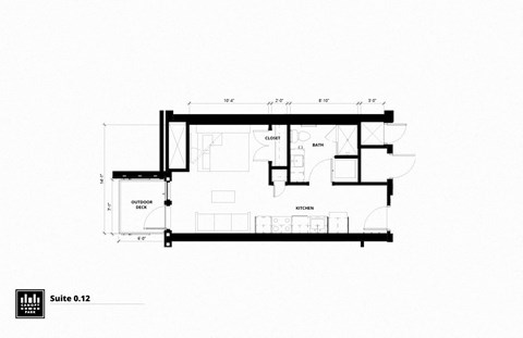 Floor plan for studio, 1 bath, 461 sqft